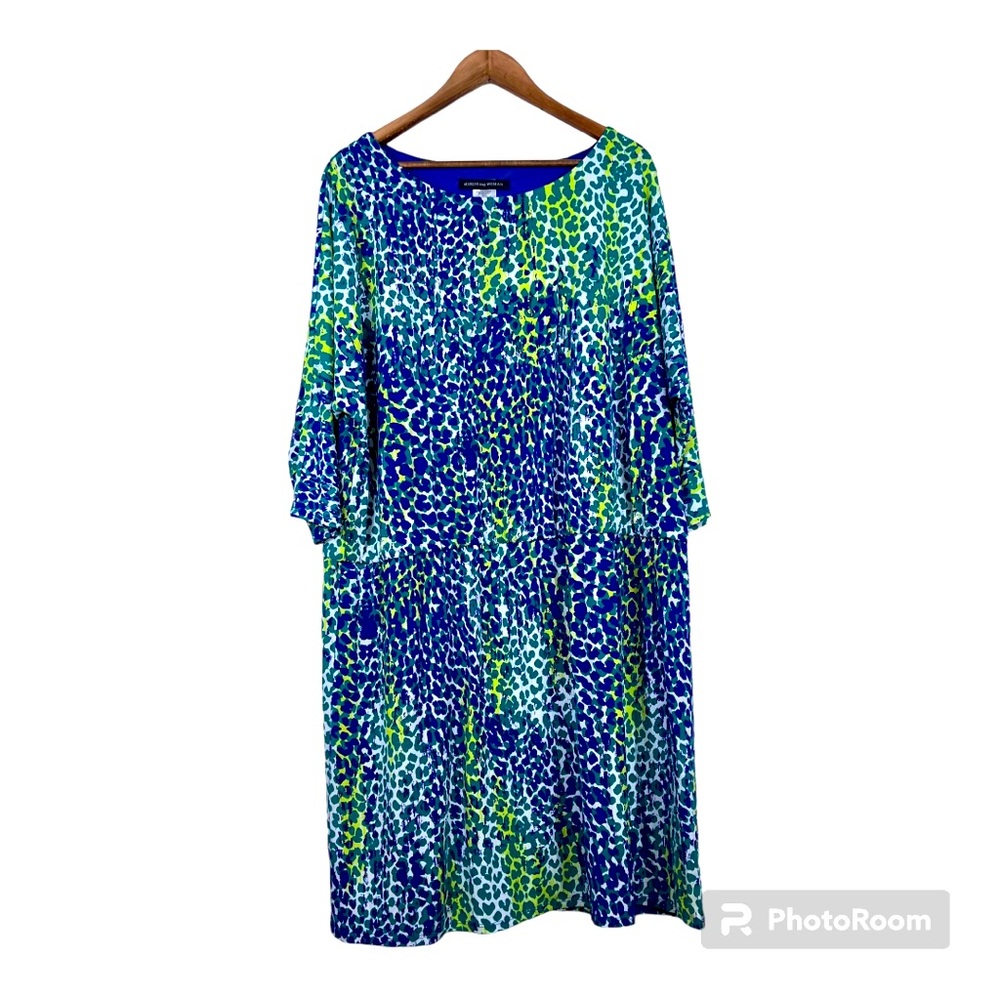aDRESSing WOMAN women’s Midi‎ Dress 3/4 sleeves Plus Size 2X Stretch Mulicolor